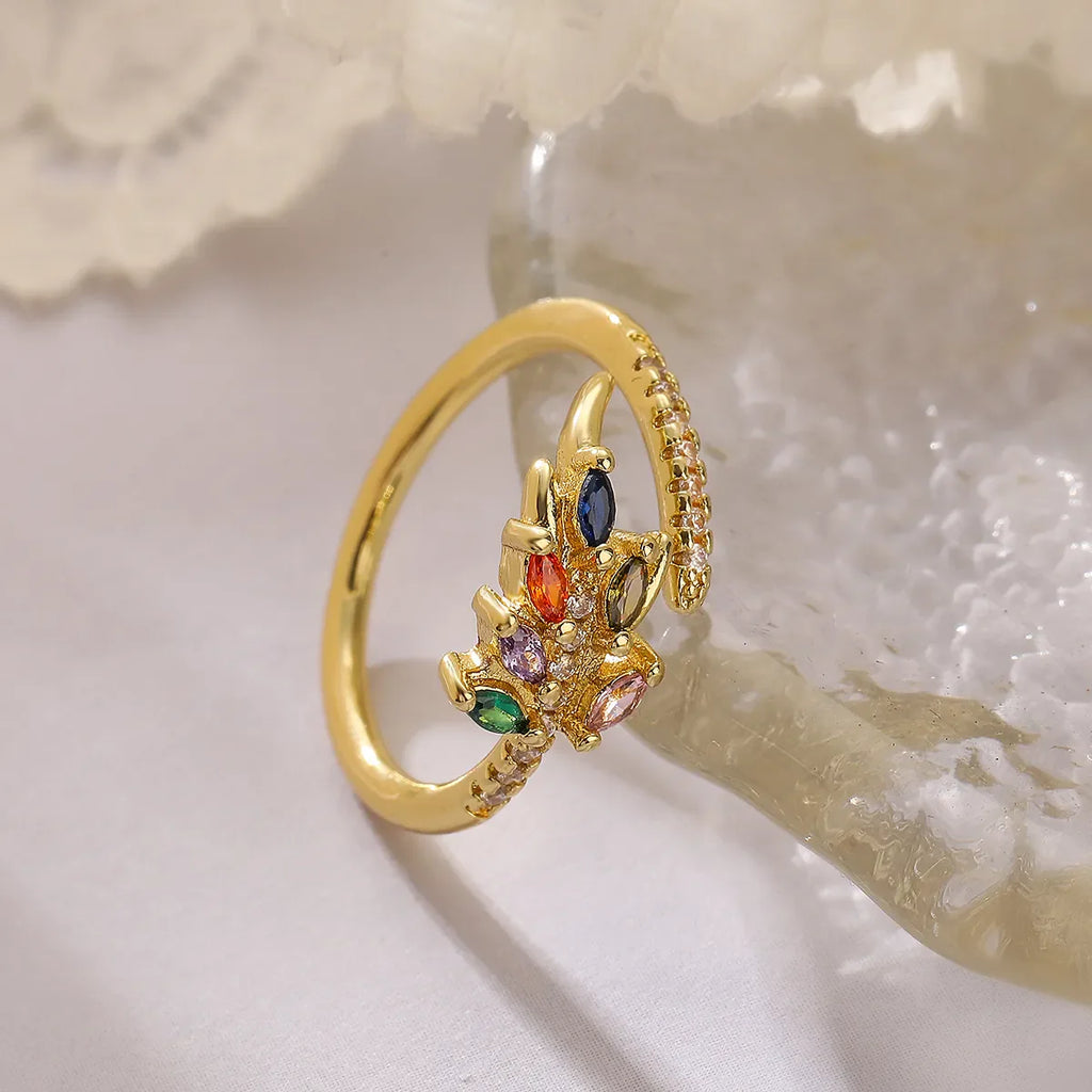 Simple Style Leaves Open Rings