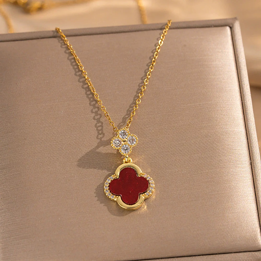 Luxe Scarlet Clover Necklace