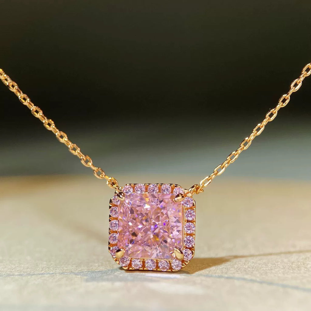 Elegant Geometric Square 925 Sterling Silver Necklace 