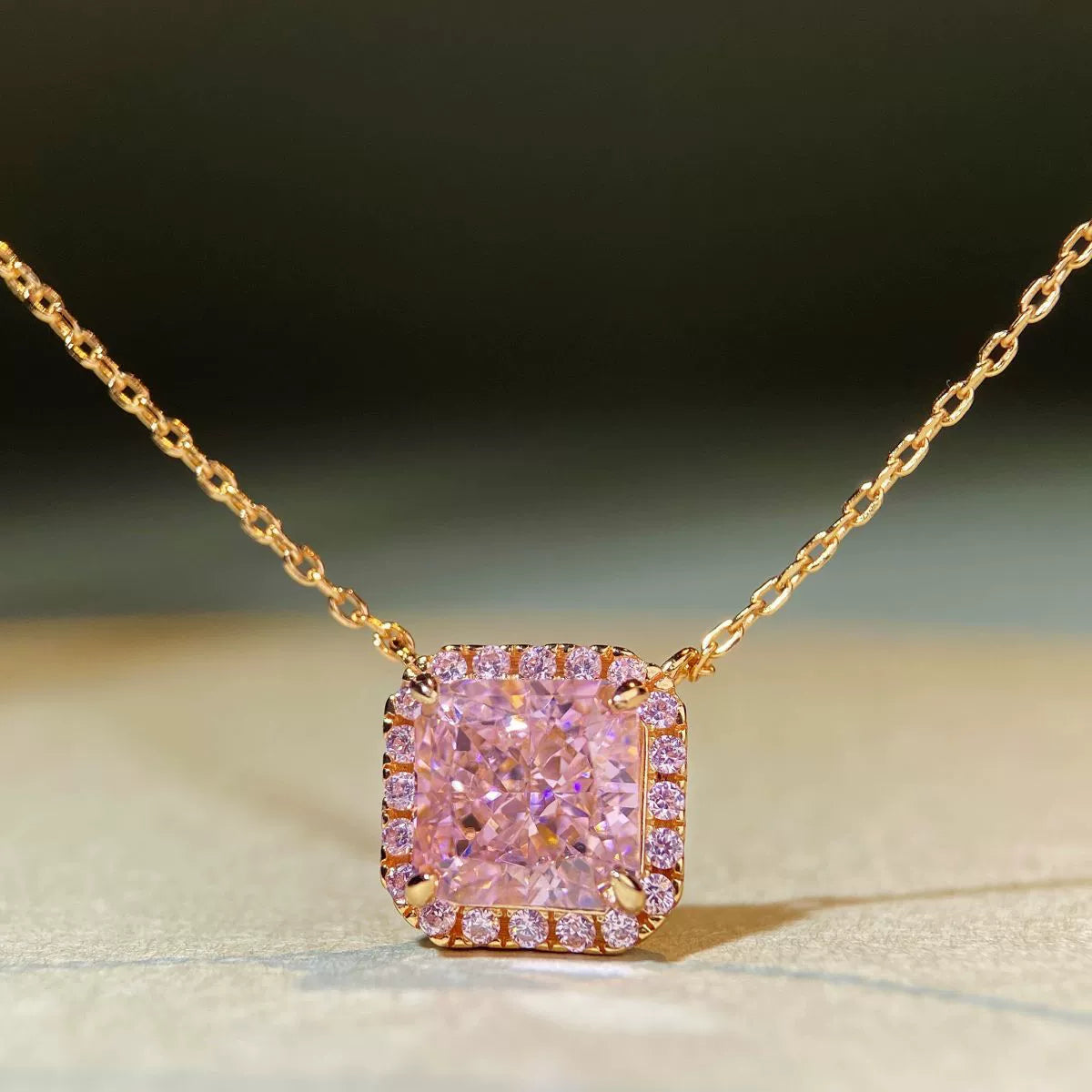 Elegant Geometric Square 925 Sterling Silver Necklace 