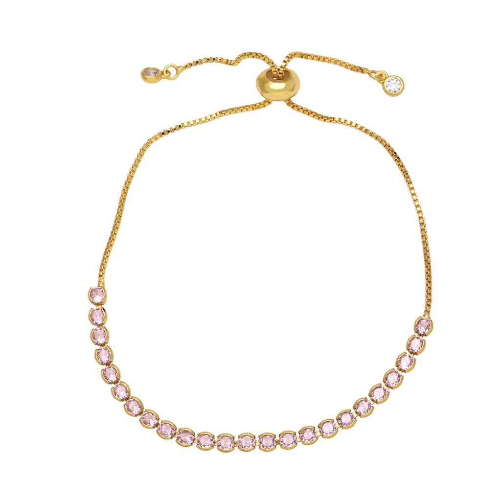 Simple Style round Copper 18K Gold Plated Zircon Bracelets in Bulk