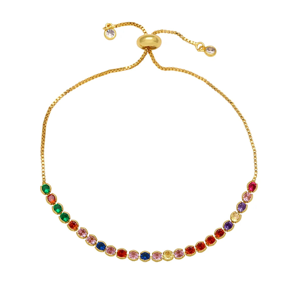 Simple Style round Copper 18K Gold Plated Zircon Bracelets in Bulk