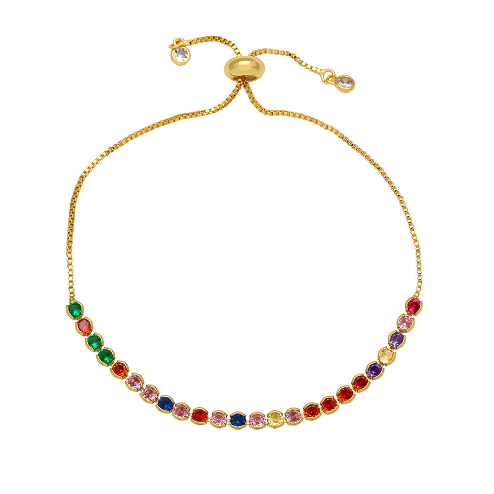 Simple Style round Copper 18K Gold Plated Zircon Bracelets in Bulk