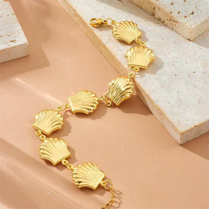 Women's Stainless Steel 18K Gold Plated Cuban Chain Bracelet 