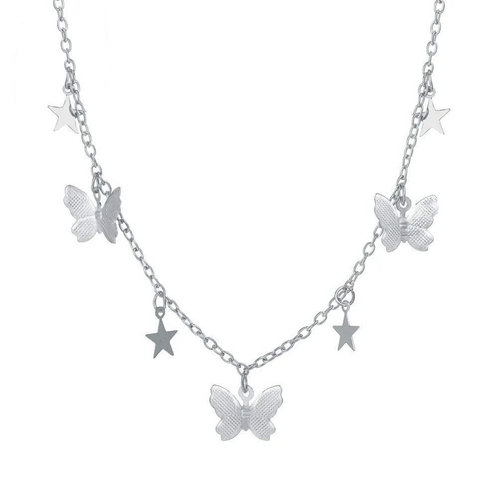 Bohemian Alloy Butterfly Double Layer Necklace 