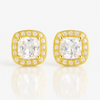 Princess Cut Halo Earrings