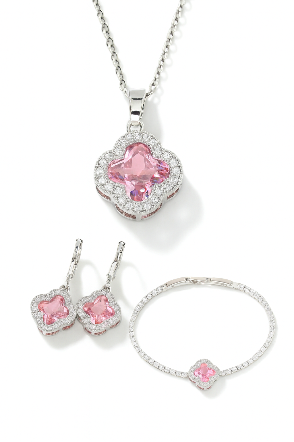 Pink Clover Elegance Jewelry Set