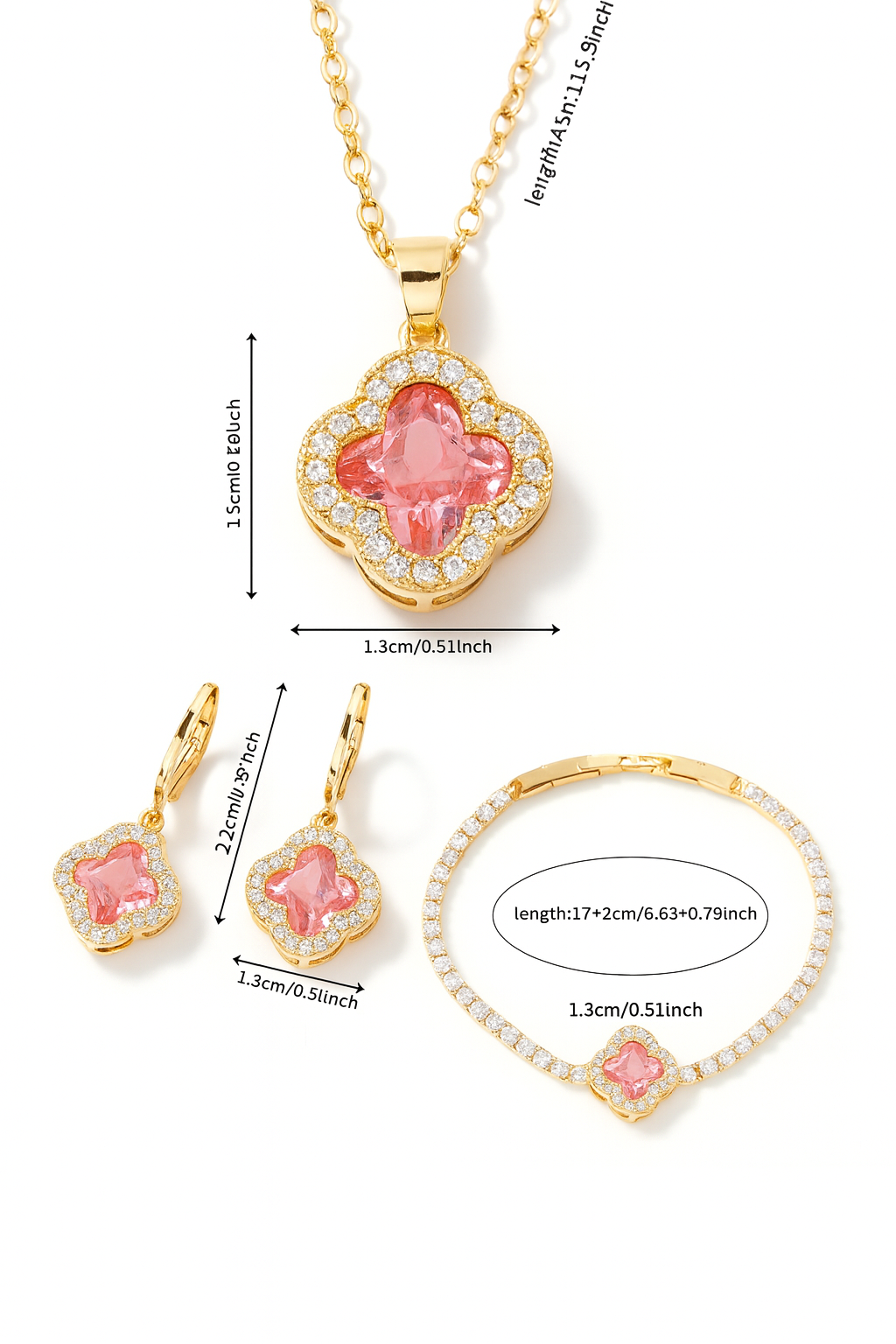 Pink Clover Elegance Jewelry Set