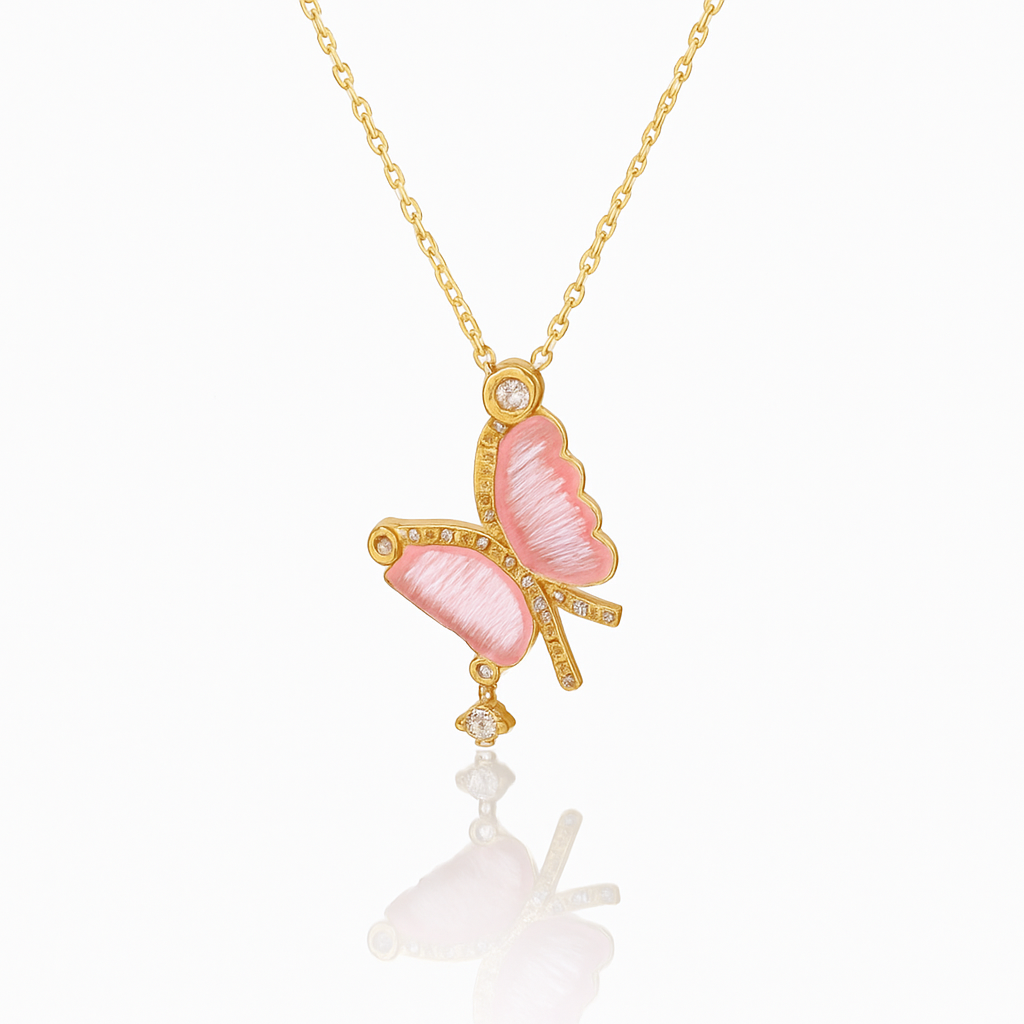 Pink Butterfly Charm Necklace