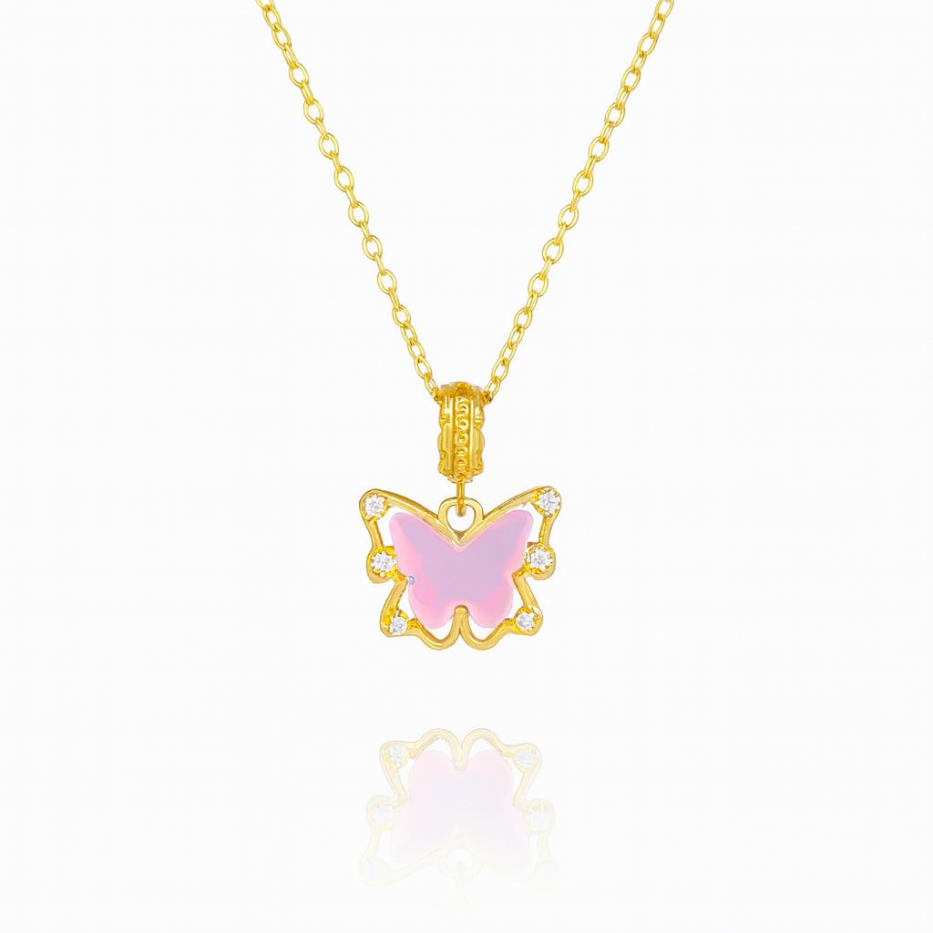 Sweet Pink Flutter Necklace
