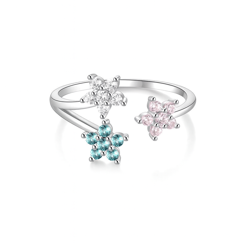 Pastel Sparkle Flower Ring