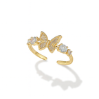 Diamond Butterfly Kiss Ring