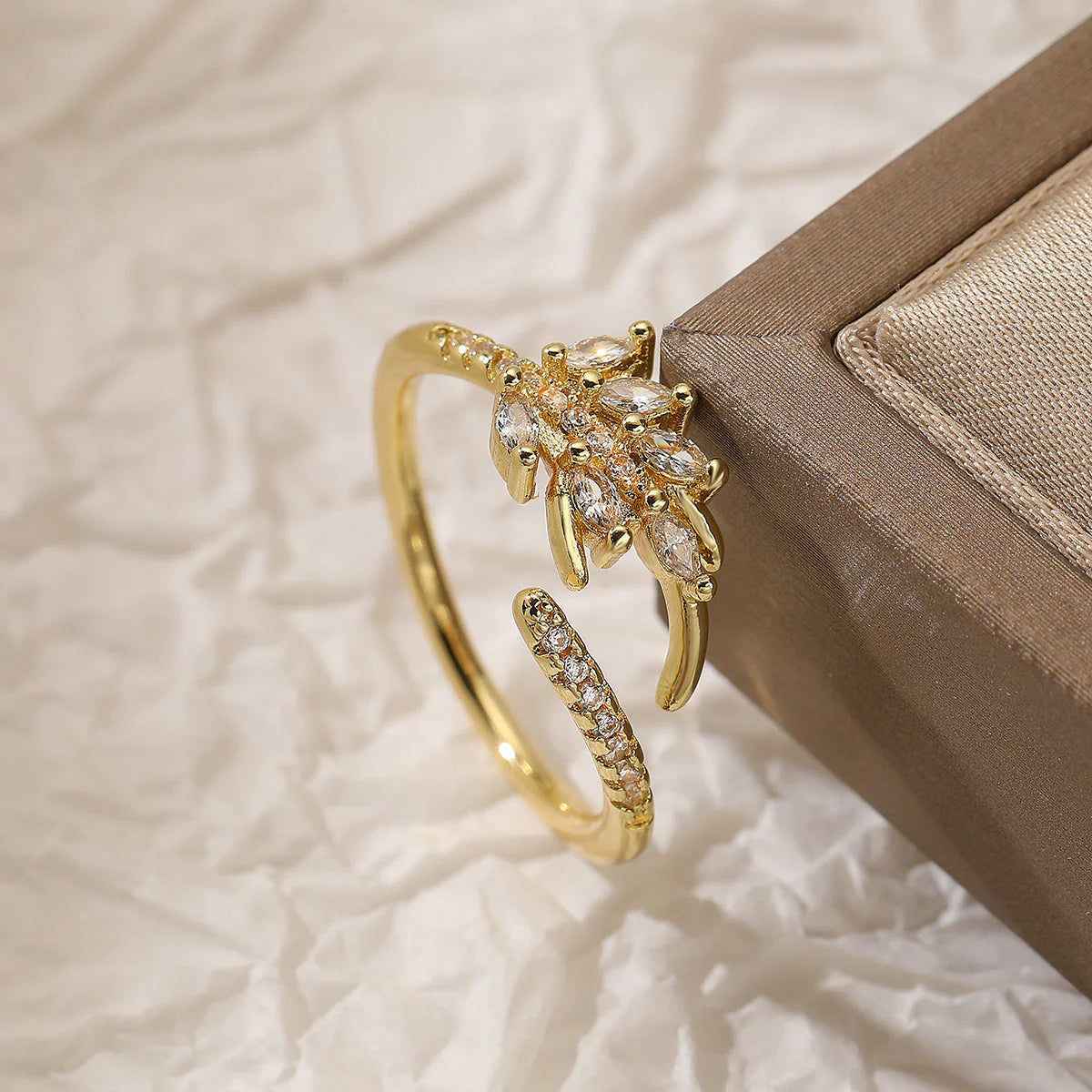 Simple Style Leaves Open Rings