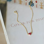 S925 Sterling Silver Heartshaped Red Corundum Bracelet 