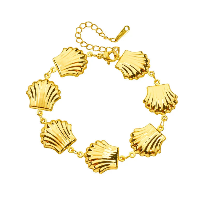 Women's Stainless Steel 18K Gold Plated Cuban Chain Bracelet 