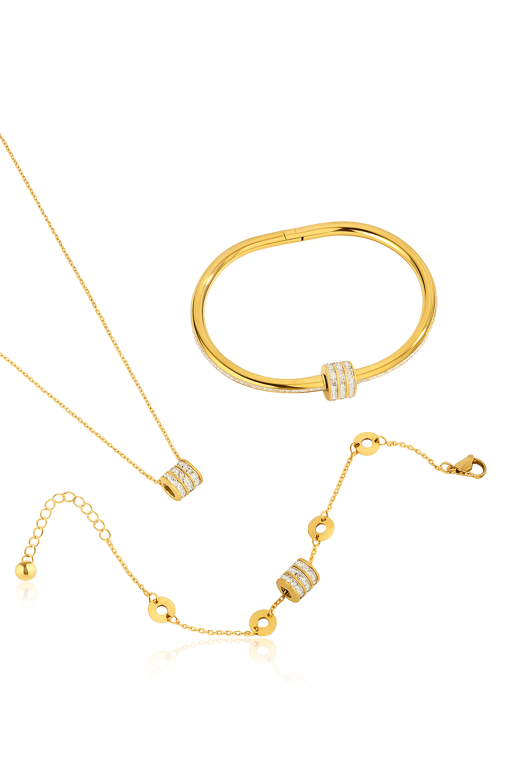 Gold Rhinestone Jewelry Set