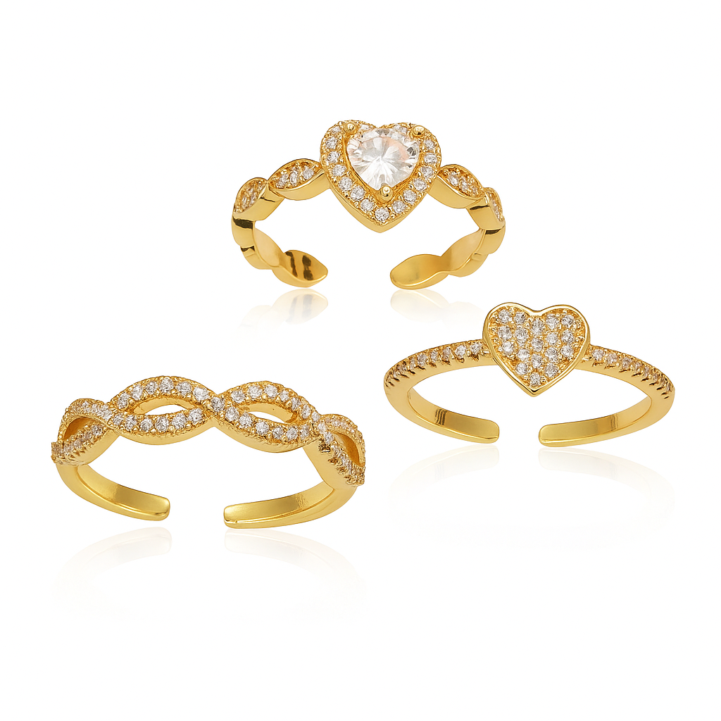 Heart Shape 18K Gold Plated Zircon Open Ring