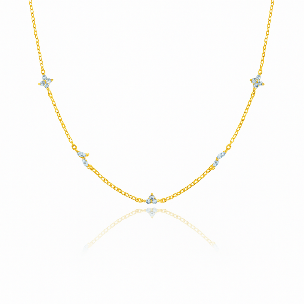 Blue Flower Zircon Necklace