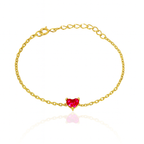 Silver Heart Red Gem Bracelet