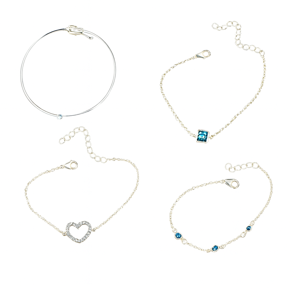 Square Heart Gemstone Metal Women’s Bracelet