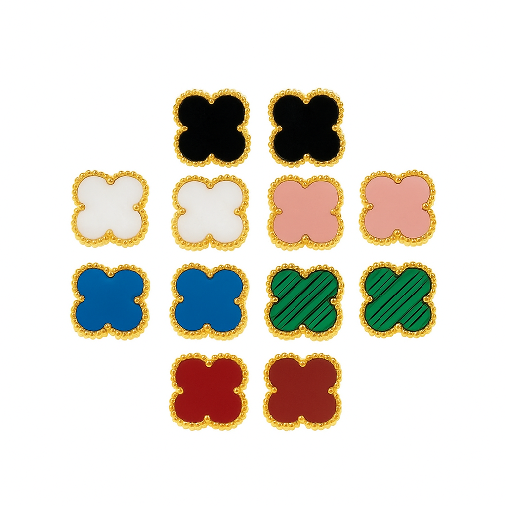 Geometric Four Leaf Clover Titanium Steel Earrings