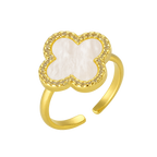 Four Leaf Clover 18K Gold Zircon Copper Ring