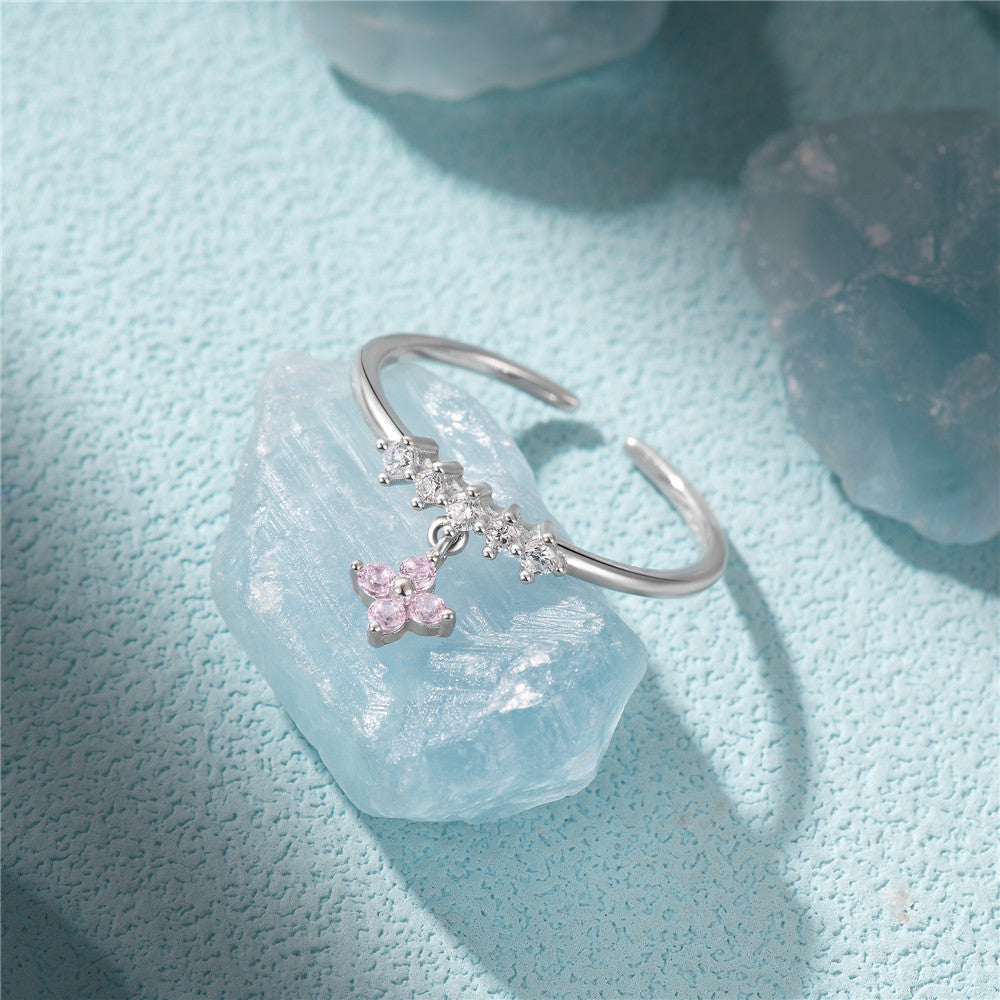 Pink Blossom Dangle Sparkle Ring