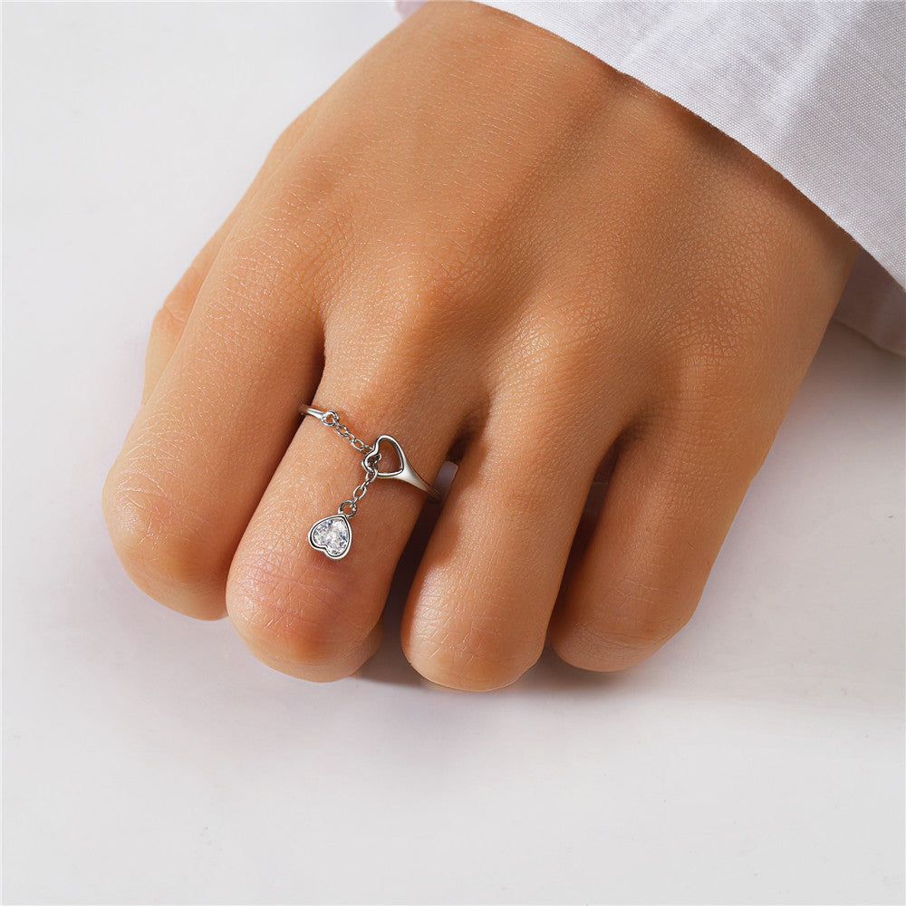Dangling Heart Charm Ring