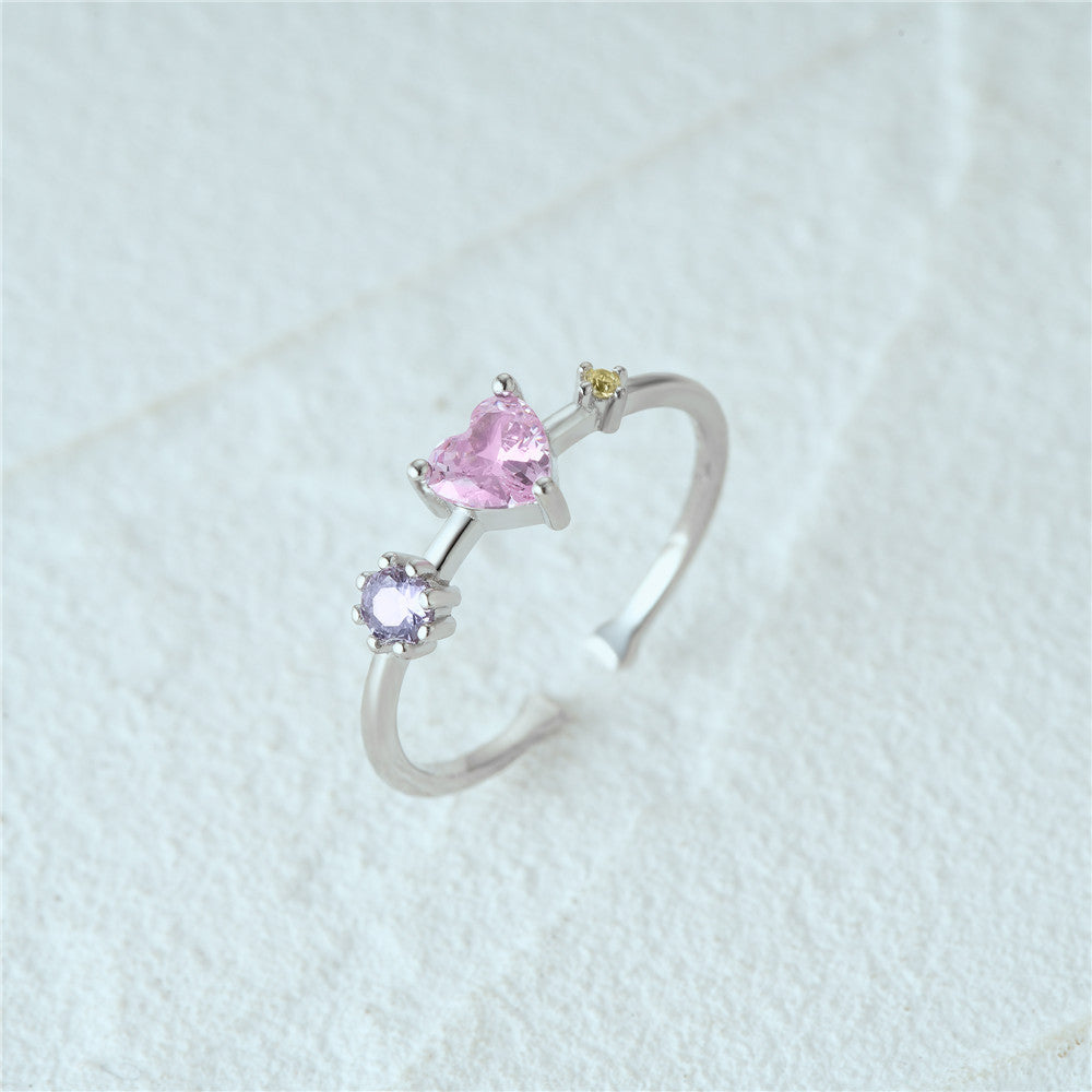 Tri-Gem Heart Sparkle Ring