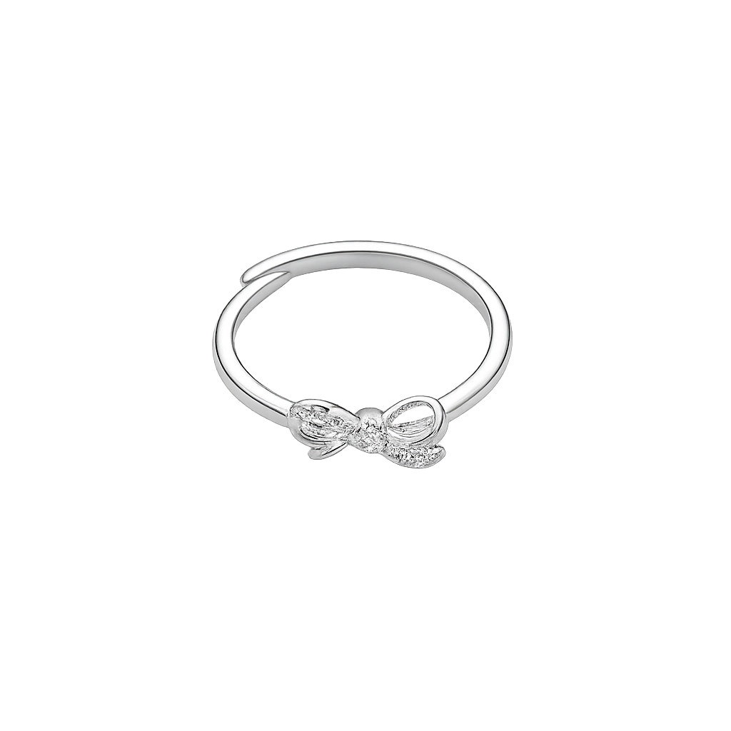 Sterling Silver Bow Knot Zircon Open Ring
