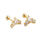 S925 Silver Crownshaped Earrings Set with Zirconia for Women 