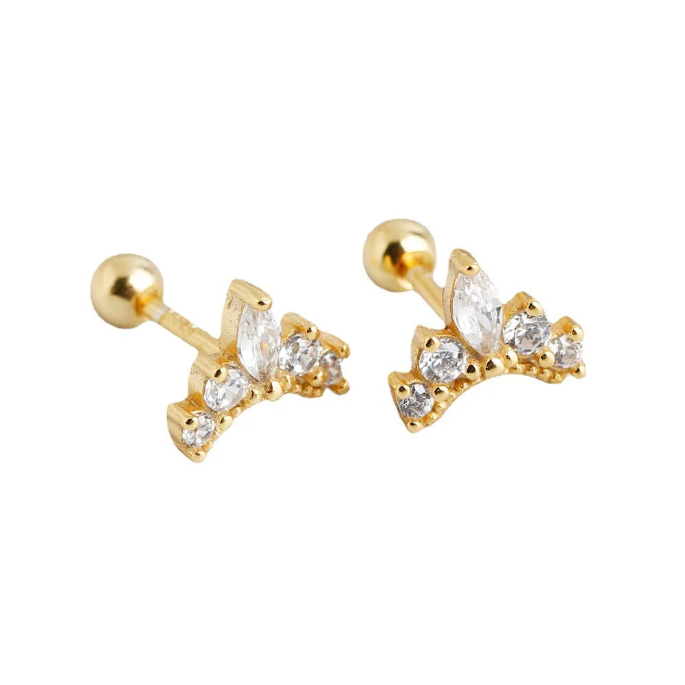S925 Silver Crownshaped Earrings Set with Zirconia for Women 
