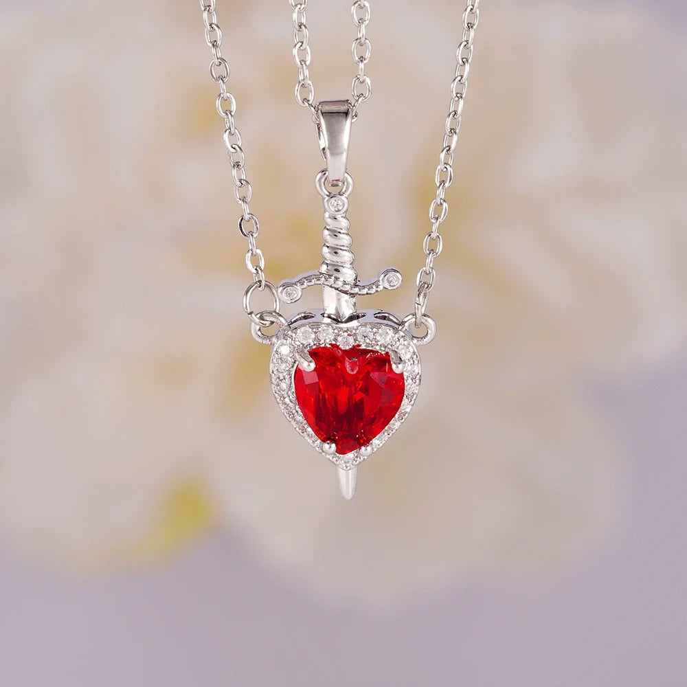 Copper Inlaid Zircon Pendant Necklace  