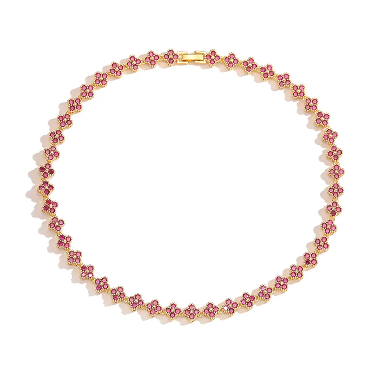 Casual Elegant Simple Style Four Leaf Clover Flower Copper 18K Gold Plated Zircon Bracelets Necklace in Bulk