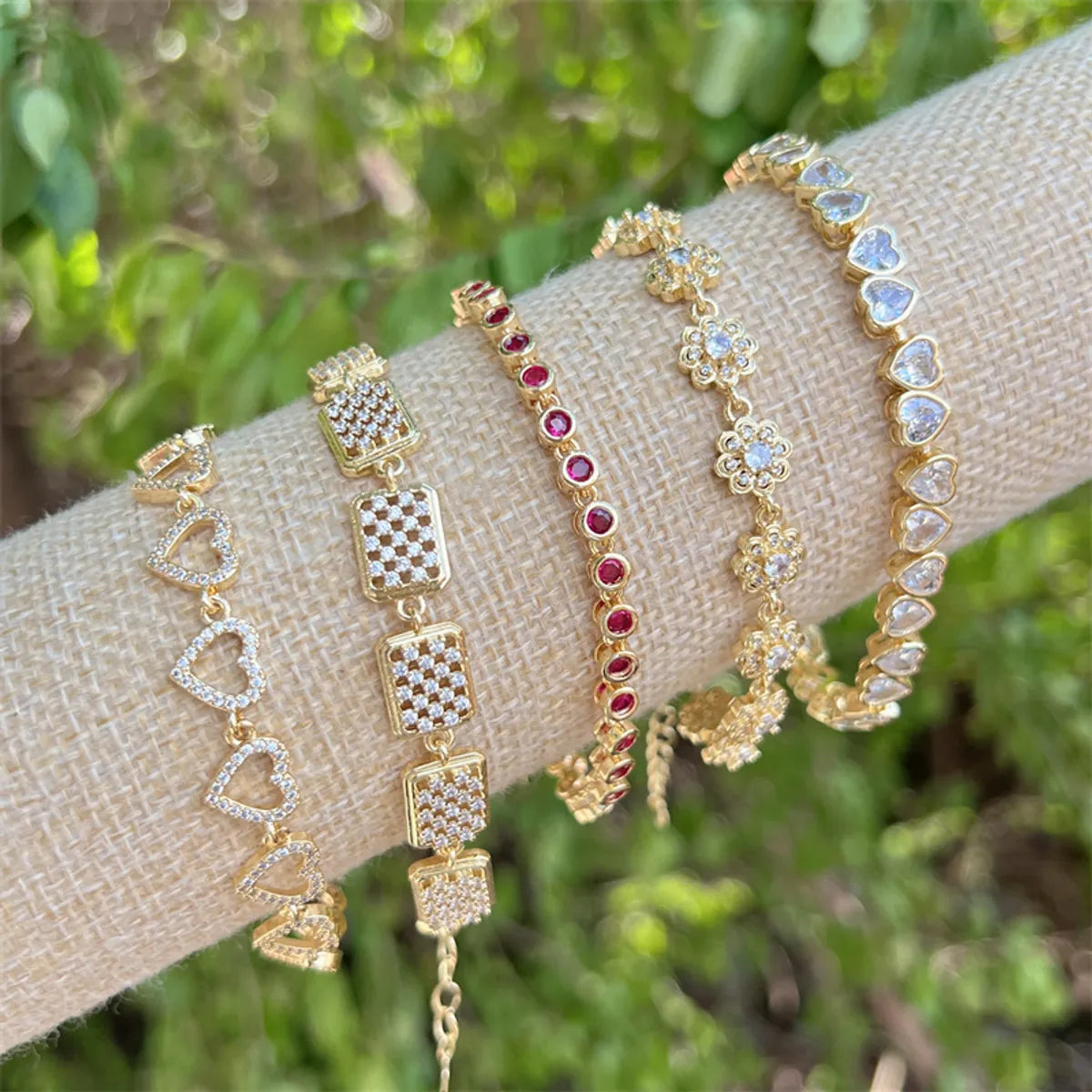 18K Gold Plated Plating Heart Shape Zircon Bracelets