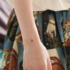 S925 Sterling Silver Heartshaped Red Corundum Bracelet 