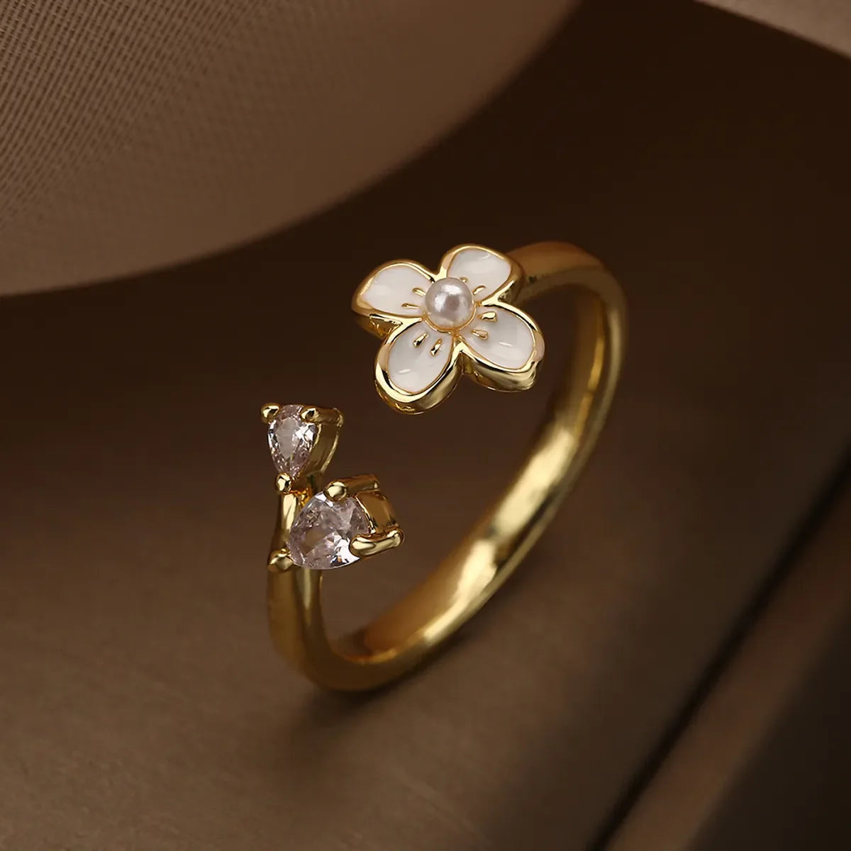 Simple Style Flower Open Rings