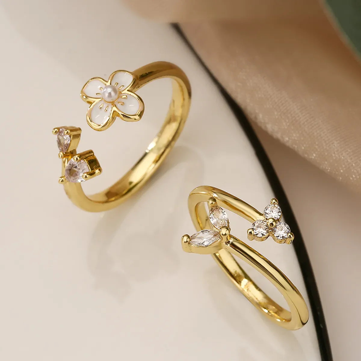 Simple Style Flower Open Rings