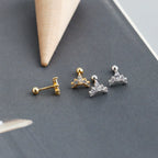 S925 Silver Crownshaped Earrings Set with Zirconia for Women 