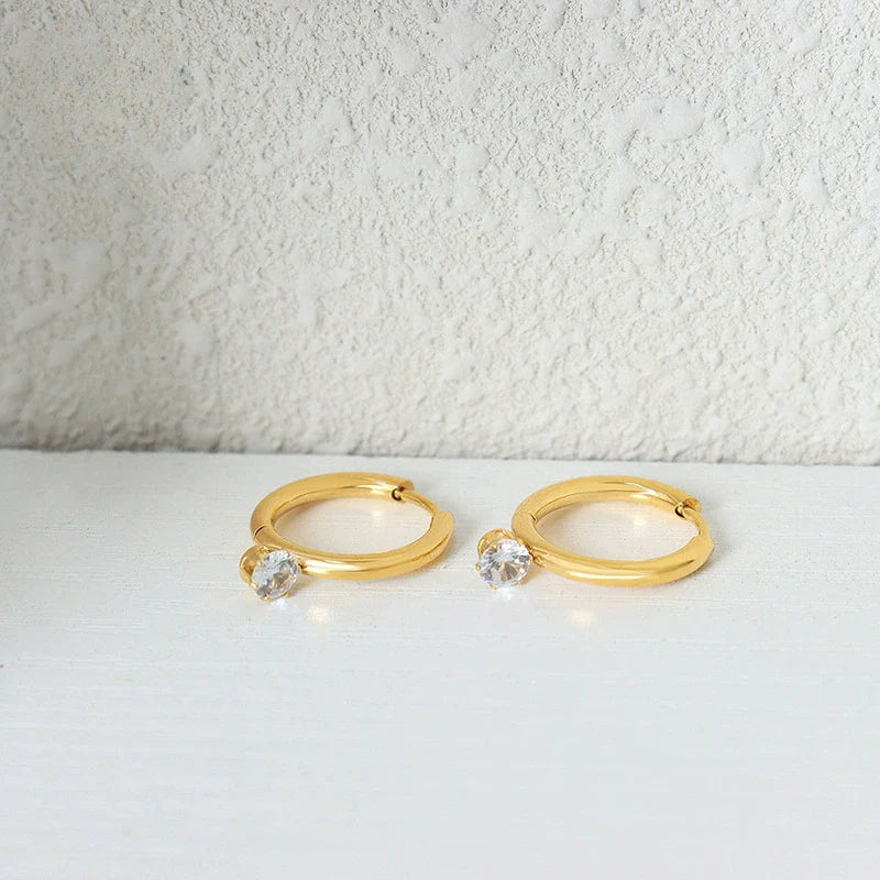 Crystal Charm Hoop Earrings