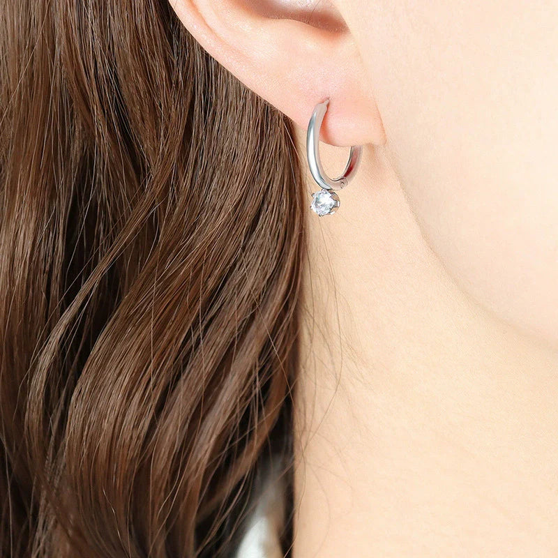 Crystal Charm Hoop Earrings