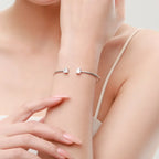 Ins Style Square Sterling Silver Plating Inlay Zircon 14K Gold Plated Rhodium Plated Cuff Bracelets