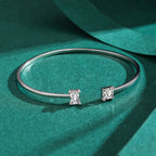 Ins Style Square Sterling Silver Plating Inlay Zircon 14K Gold Plated Rhodium Plated Cuff Bracelets