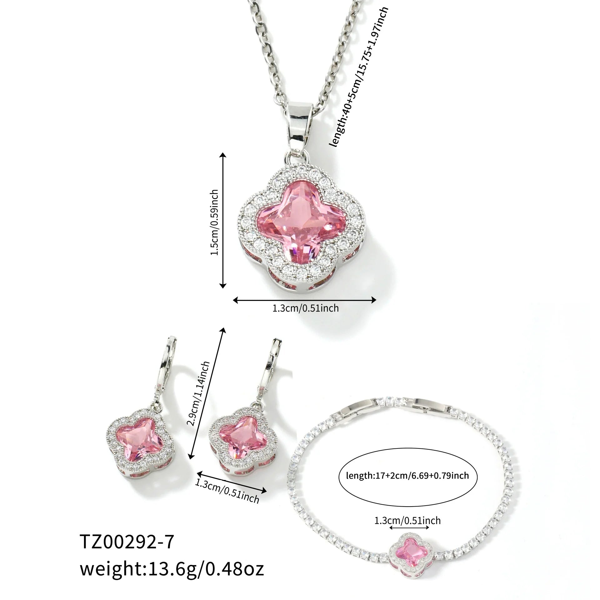 Pink Clover Elegance Jewelry Set