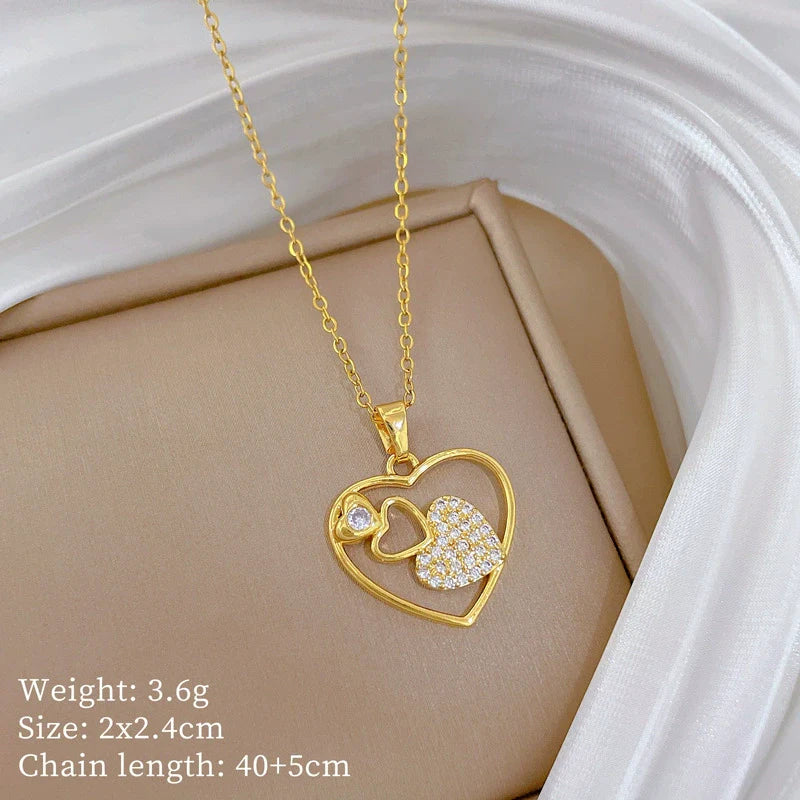 Luxe Double Heart Diamond Pendant