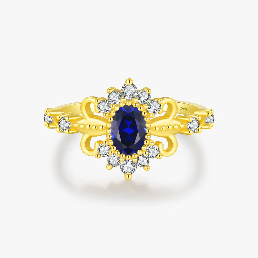 Sterling Silver 14K Gold Plated Elegant Retro French Style Plating Inlay Crown Zircon Rings