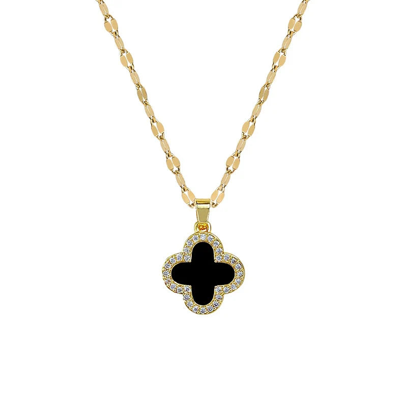 Black Clover Double Chain Pendant Necklace