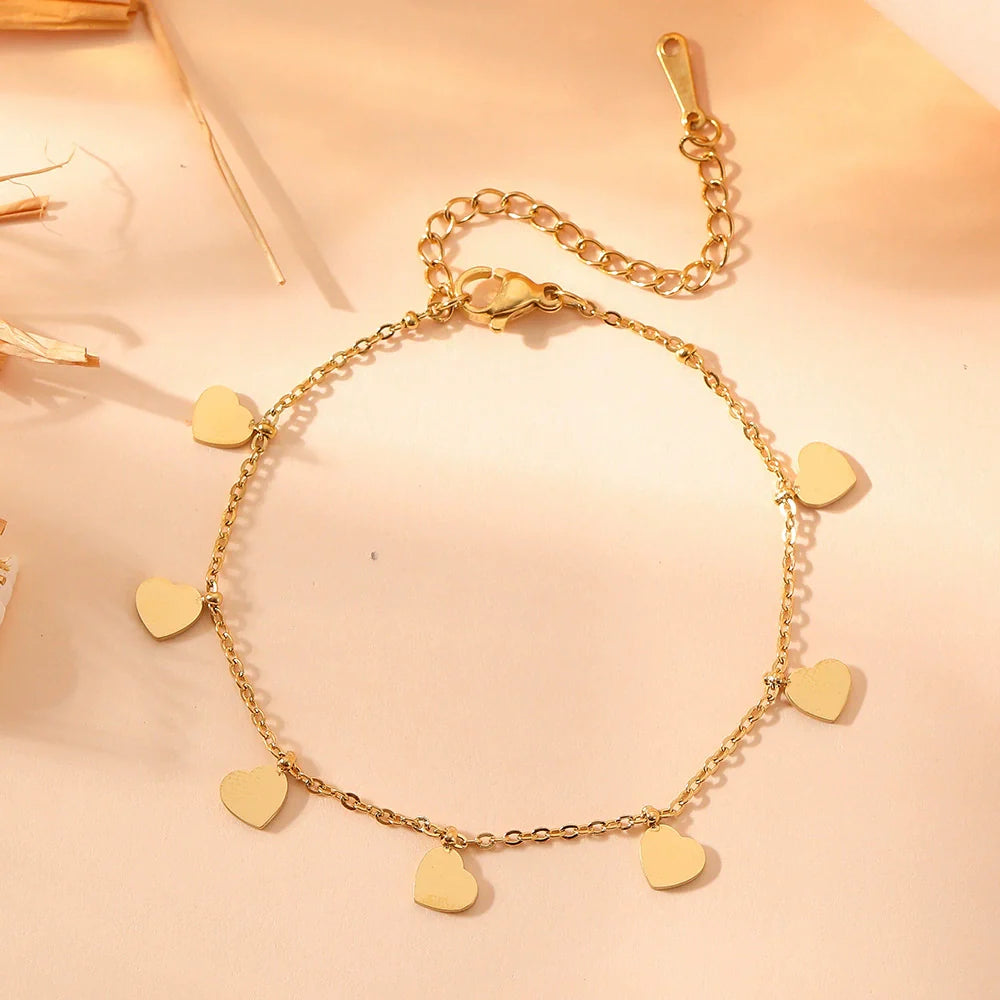 Titanium Steel Heart Water Drop Bell Pattern Jewelry Set for Women Including Necklace Bracelet Earrings