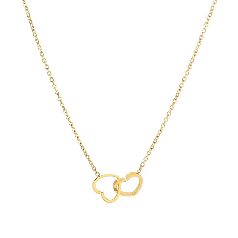 Wholesale Heartshaped Titanium Steel Electroplated Women'S Necklace with Ochain