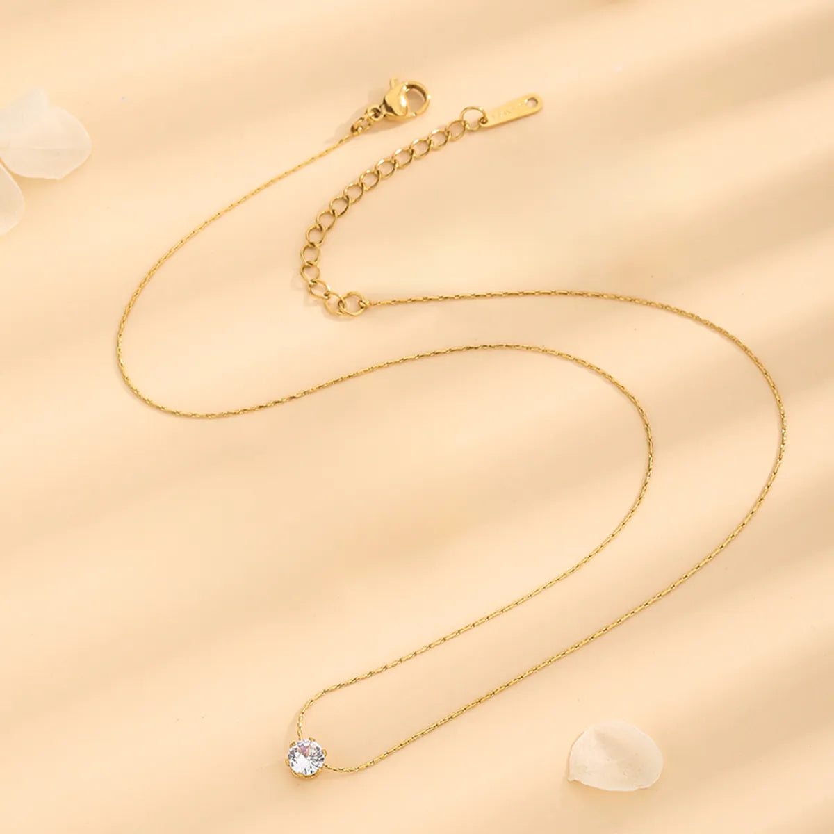 Wholesale Jewelry Basic Simple Style Classic Style round Solid Color 304 Stainless Steel Rhinestones 18K Gold Plated Inlay Jewelry Set